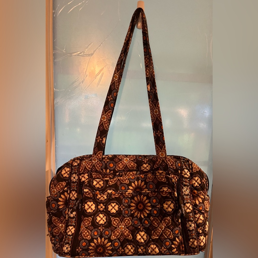 Vera Bradley Diaper/Tote Bag Floral Pattern Brown/Yellow